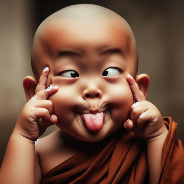 Photo new trending baby iages babby pic the many faces of little monk a playful journey of expressions