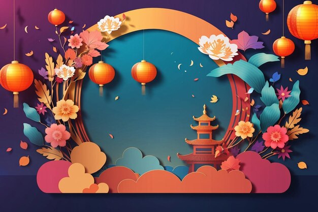 New vector gradient photocall template for midautumn festival celebration
