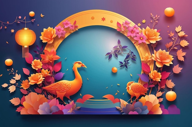 New vector gradient photocall template for midautumn festival celebration