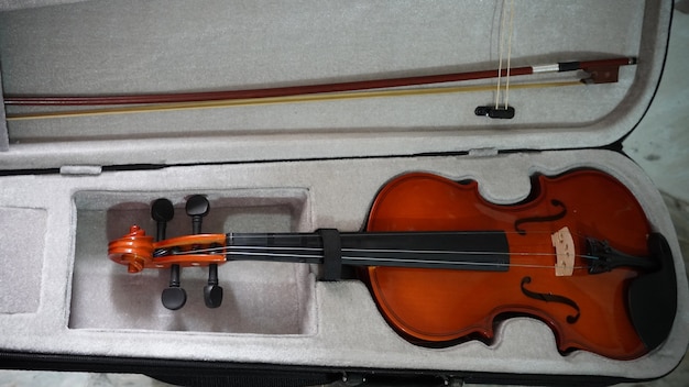 Photo new violin images in box at home