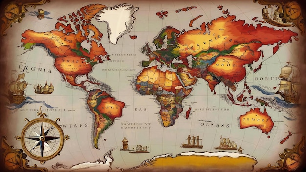 Photo new world map in light of the published 1665 author frederik de wit