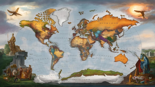 Photo new world map in light of the published 1665 author frederik de wit