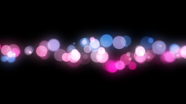 Nuovo anno 2020. sfondo bokeh. luci astratte. sfondo di buon natale. luce glitterata particelle sfocati. colori viola e rosa isolato su nero