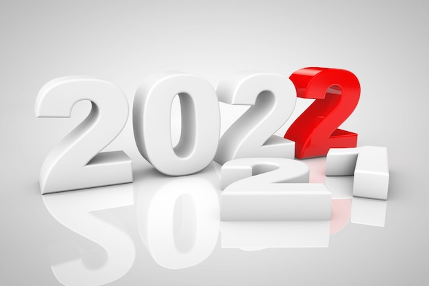 New Year 2022 3d Sign on a grey background. 3d Rendering