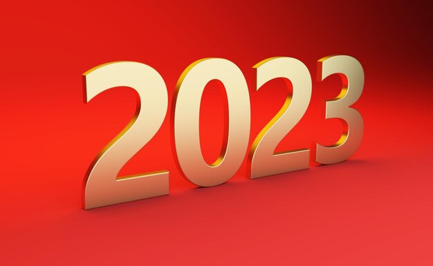 사진 새해 2023 크리에이티브 디자인 컨셉 - 3d 렌더링된 이미지