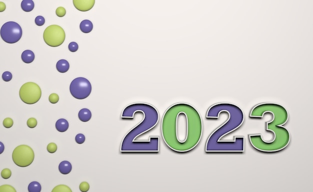 사진 새해 2023 크리에이티브 디자인 컨셉 - 3d 렌더링된 이미지