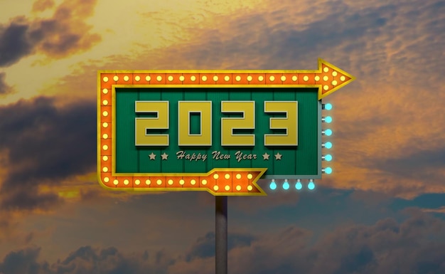 Photo new year 2023 creative design concept - 3d rendered image