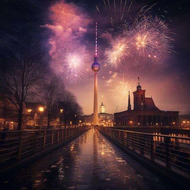 Premium AI Image | New Year 2023 Fireworks in Berlin