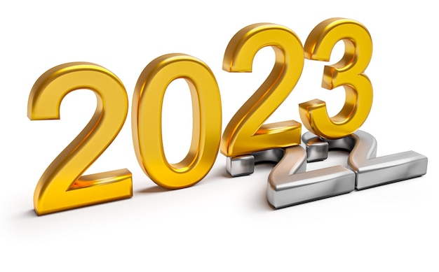 New year 2023 holiday concept The number 2023 lies at 2022