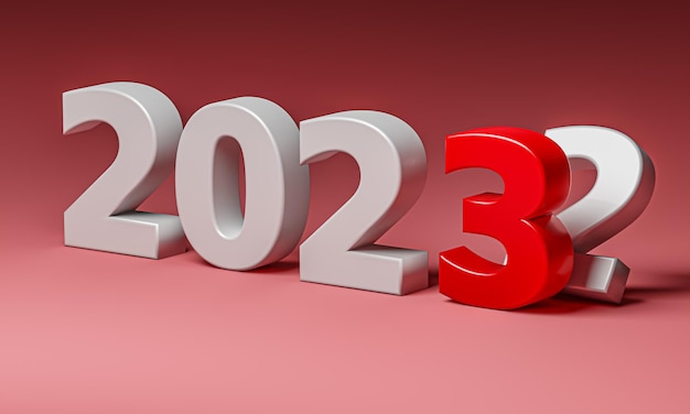 New year 2023 holiday concept The number 2023 lies at number 2