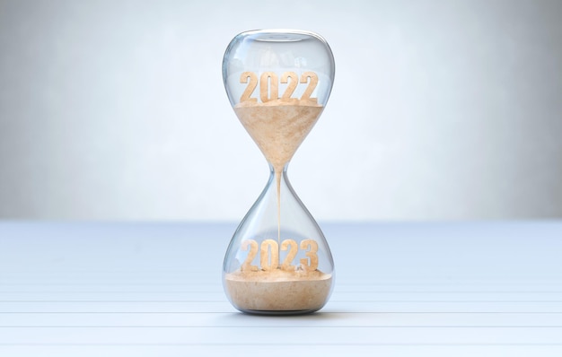 2023年 新年 2022年の時が砂時計のように過ぎていく