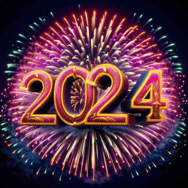 사진 2024년 새해에는 불꽃놀이를 하고, 앞에 202라는 숫자가 새겨져 있다.