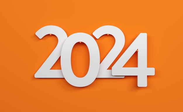 新年 2024 クリエイティブ デザイン コンセプト 3 D レンダリングされた画像