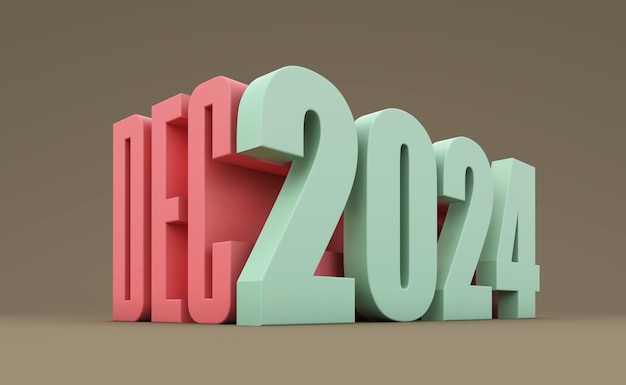 Photo new year 2024 creative design concept 3d rendered image