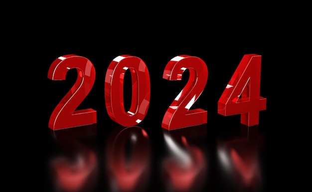 Photo new year 2024 creative design concept 3d rendered image