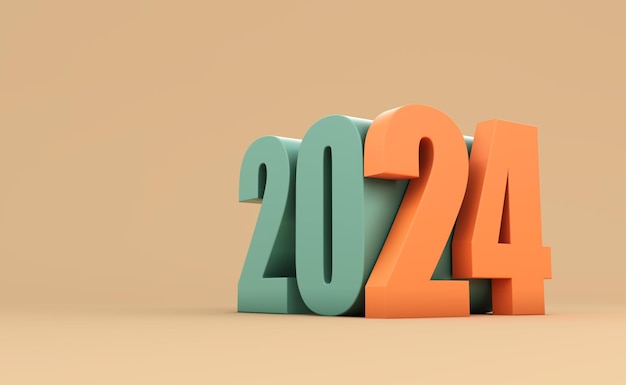 New Year 2024 Creative Design Concept 3D Rendered Image