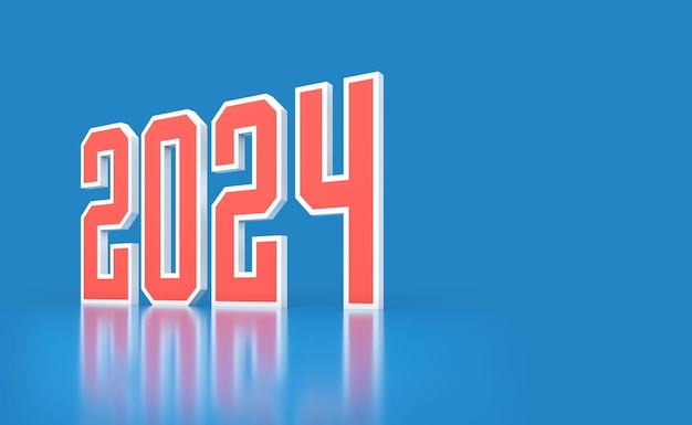 नया साल 2024 क्रिएटिव डिज़ाइन कॉन्सेप्ट 3D रेंडर की गई इमेज
