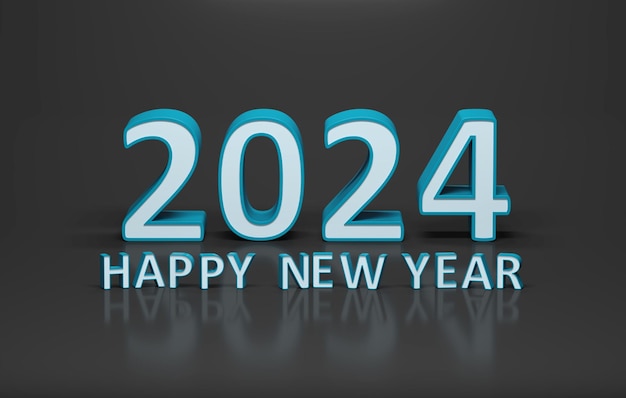नया साल 2024 क्रिएटिव डिज़ाइन कॉन्सेप्ट 3D रेंडर की गई इमेज