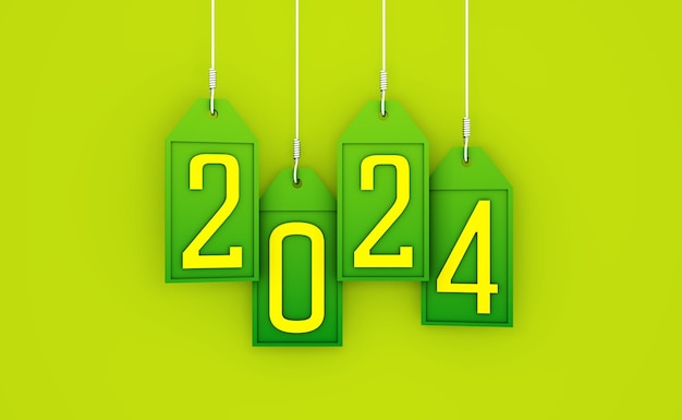 New year 2024 creative design concept 3d rendered image