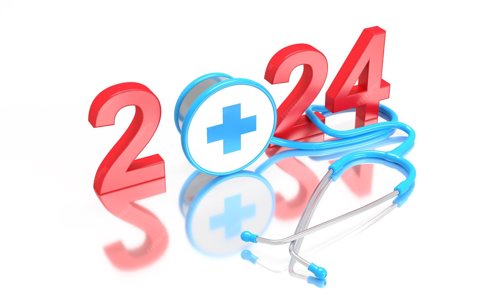 Premium Photo New year 2024 creative design concept with stethoscope