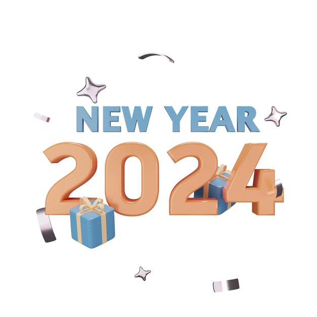 Premium Photo New year 2024 gift 3d icon