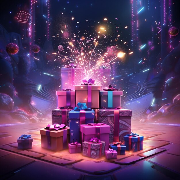 Premium AI Image New year 2024 Gift boxes lights and Christmas tree