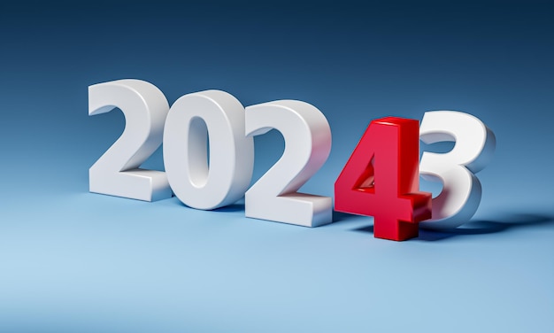 Photo new year 2024 holiday concept the number 2024 near old 2023