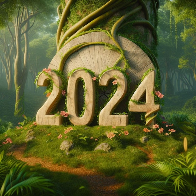 Premium AI Image New year 2024 jungle rainforest