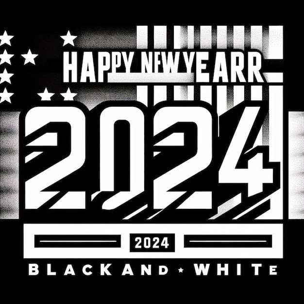 Photo new year 2024 logo black and white