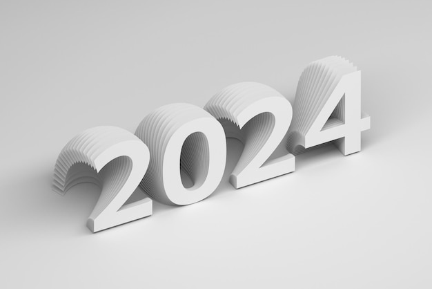 New year 2024 number on white background