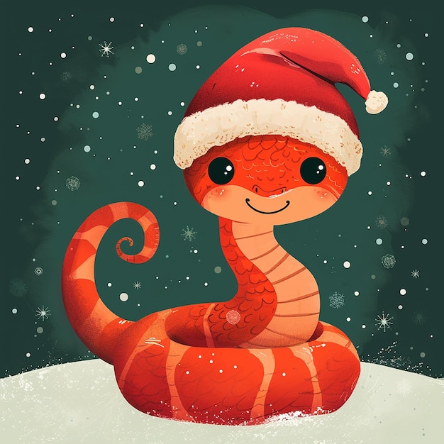 New Year 2025 Christmas snake illustration digital art