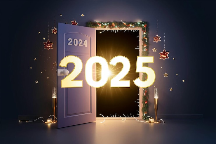 Photo 2025년 새해: 축제 장식으로 새로운 시작의 문이 열립니다.