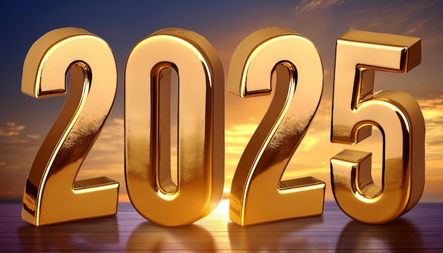 Новый год 2025 золотой 3D бизнес-концепция с диаграммой фона