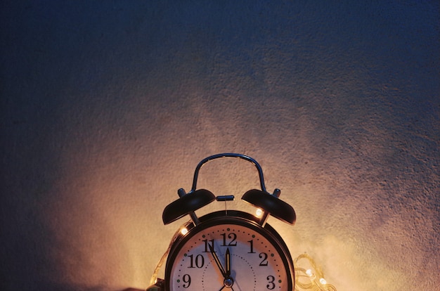 New Year alarm clock with vintage gold shining