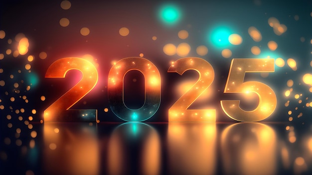 New Year background bokeh light and the letters 2025 wallpaper neural network generated art