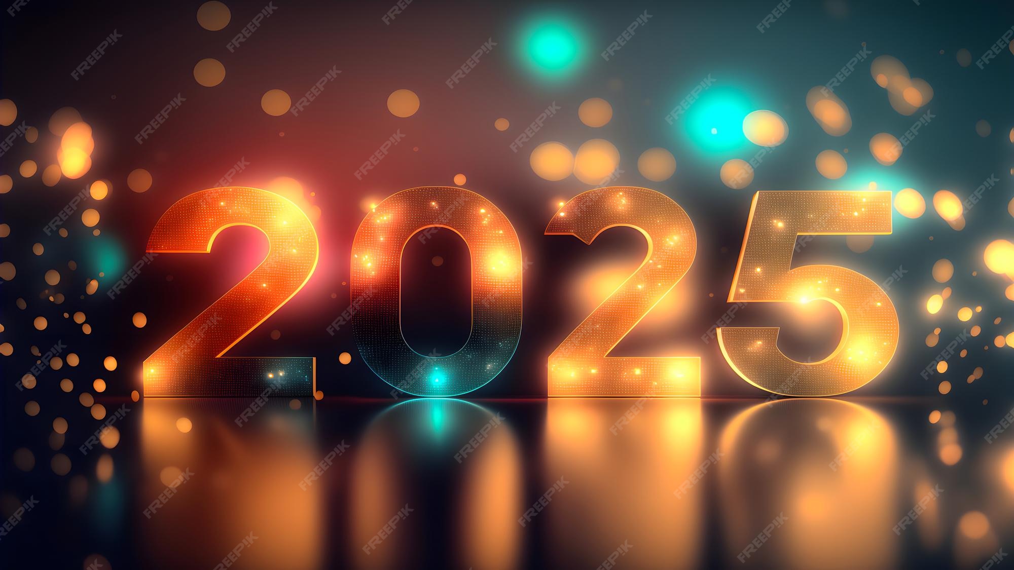 Premium Photo New Year background bokeh light and the letters 2025 wallpaper neural network