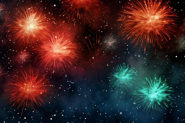 New year background with realistic golden fireworks