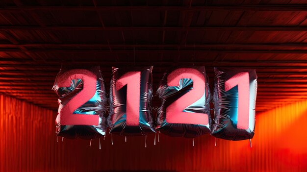Foto nuovo anno banner numeri 3d su sfondo nero buon anno ai generative