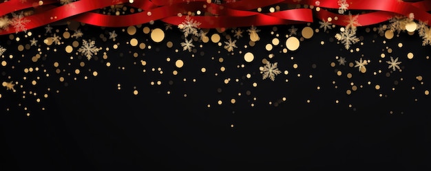 Новый год баннер с рождественскими подарочными коробками ленты украшения рождественский черный фон Рождественский дизайн Generative ai