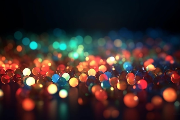 New year bokeh background colorful lights on a dark Bright neon abstract background