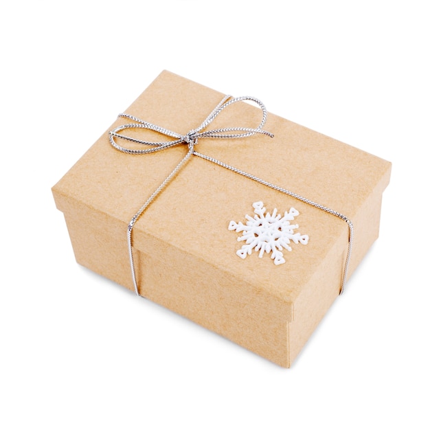 Новогодняя коричневая подарочная коробка