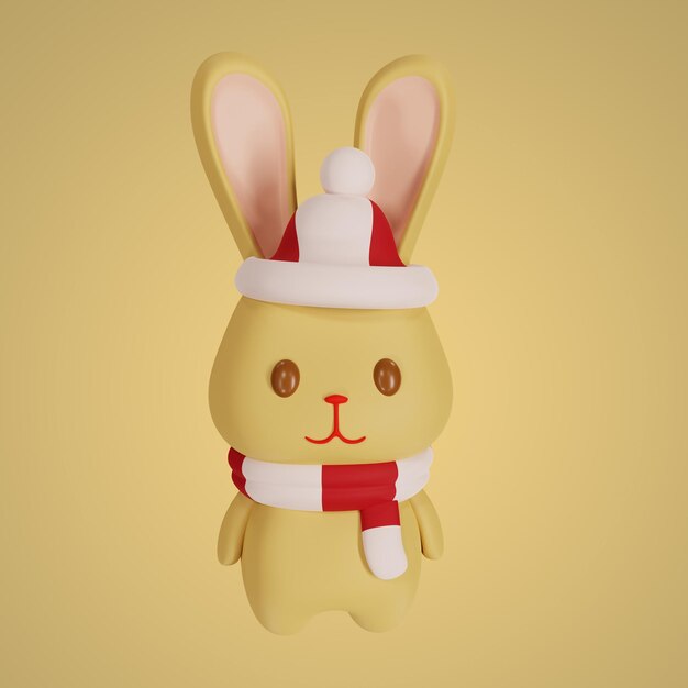 New year bunny 3d illustration