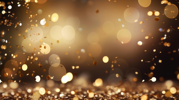 New year celebration festive background with falling confetti and bokeh lights