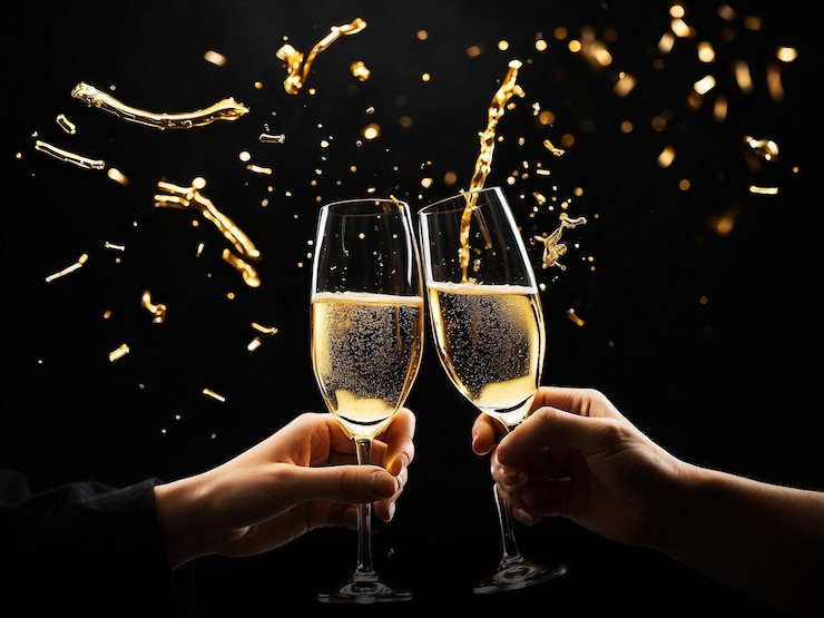 Photo new year celebration with champagne