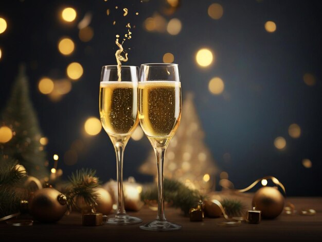 New year Celebration with champagne