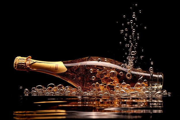Premium AI Image | New year champagne bottle pop up wallpaper