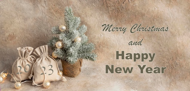 new year, christmas, 2023, long banner, banner, card, fir, bell, garland, atmosphere, xmas, gift