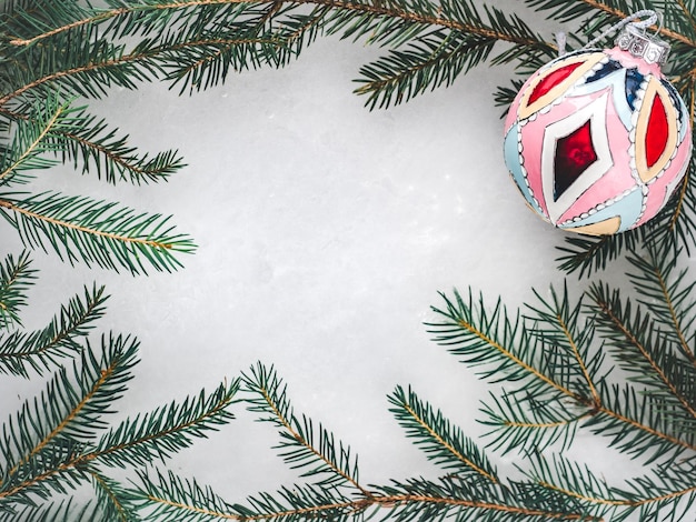 New Year and Christmas balls lie on the table