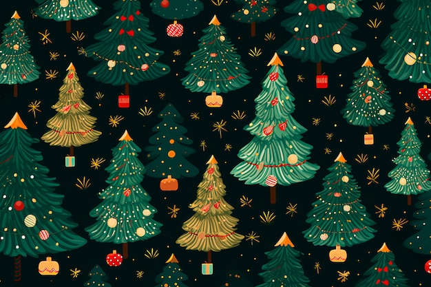 New Year Christmas pattern Christmas tree Background wallpaper AI generated