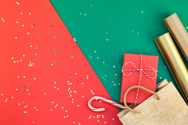 New Year or Christmas presents preparation background